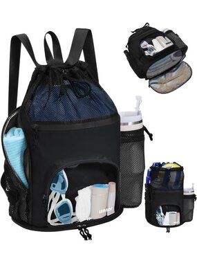 Versatile Swim Bag with Wet Pockets, Mesh Beach Backpack for Pool & Gym Use